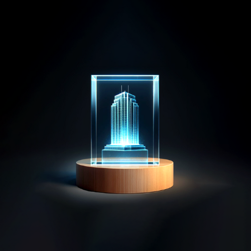 construction model in a glass frame
