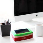 Grob Tripple decor container set with a pen stand and desktop in background