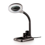 MagniGlow lamp with adjustable magnifying glass