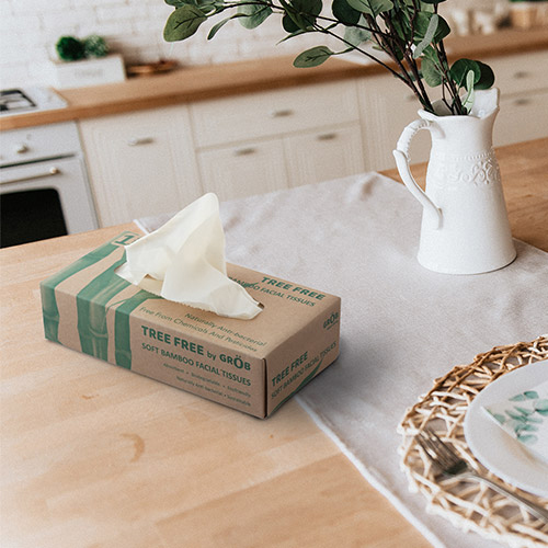 Tree-free soft bamboo facial tissues