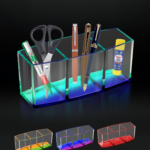 Acrylic 3 compartment medical instrument holder