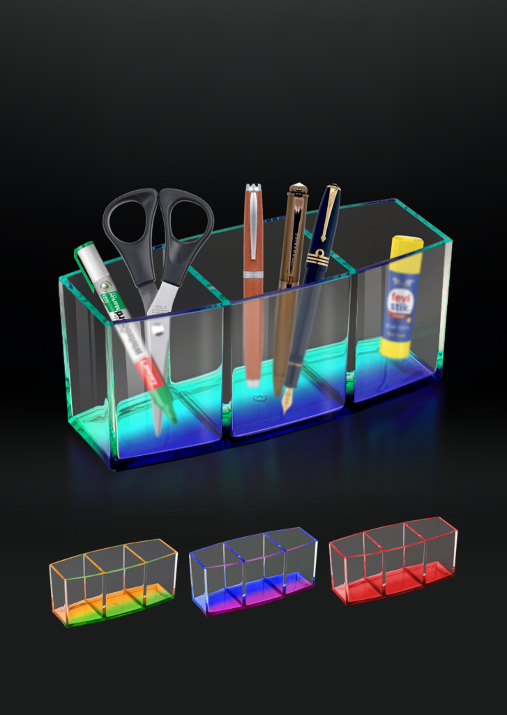 Acrylic 3 compartment medical instrument holder