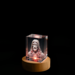 Crystal cube with Engraving and LED base