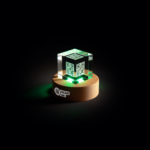 Crystal cube with Engraving and LED base