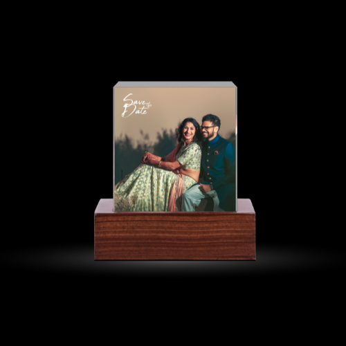 Crystal Diamond Paperweight (6 cm)- with personal photo frame