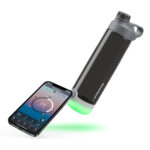 HidrateSpark plastic bottle with a mobile phone