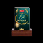 Crystal Cube 5 x 5 x 8 cm with Metallic Printing and base. done for Lipton with EId Mubarak engraved