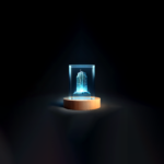 Crystal Cube 4 x 4 x 6 cm with Engraving and LED base