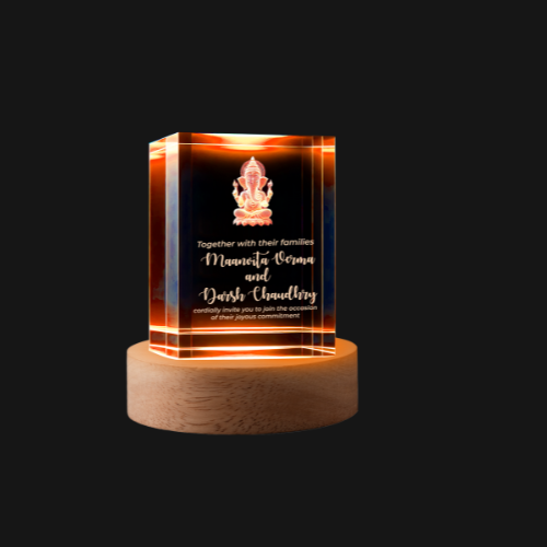customised infor printed on Crystal Globe 60 mm with Engraving and LED base