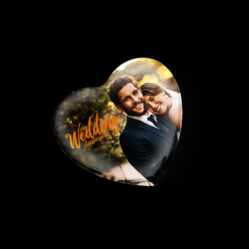 Crystal Diamond Paperweight (6 cm) customised with a wedding photo