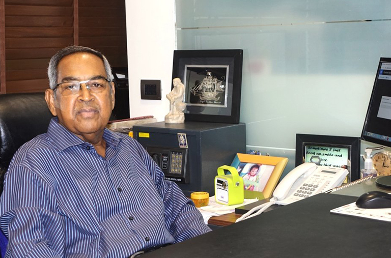 Mr Bansidhar Khatri sitting in his cabin