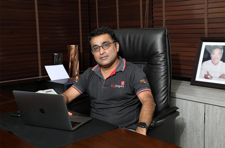 Mr. Rishi V. Khatri sitting in his cabin