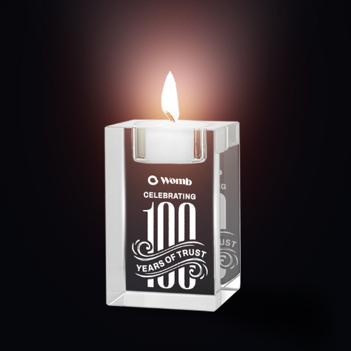 Crystal Candle Holder for womb - on occasion of celebrating 100 years of trust
