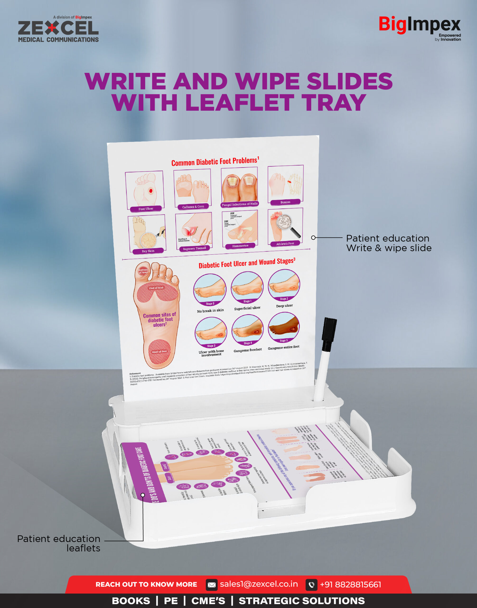 Write and wipe Slides with leaflet tray